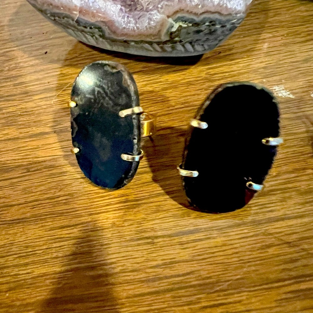 Black  Smoky Quartz adjustable ring .